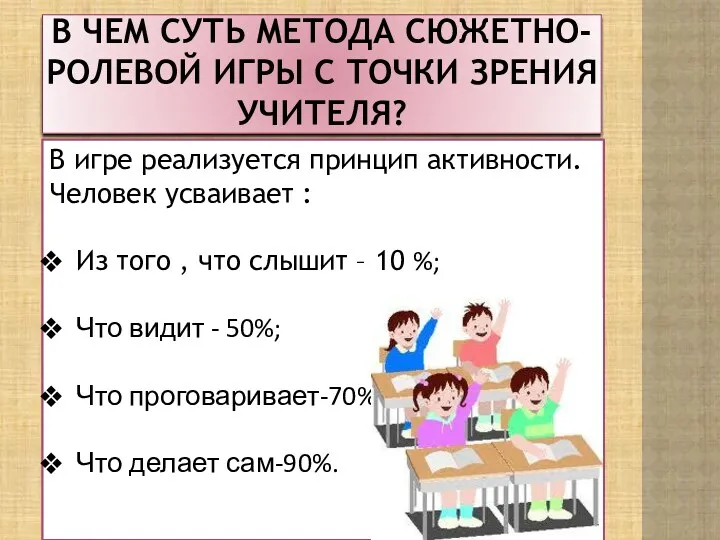 В чем суть метода сюжетно- ролевой игры с точки зрения