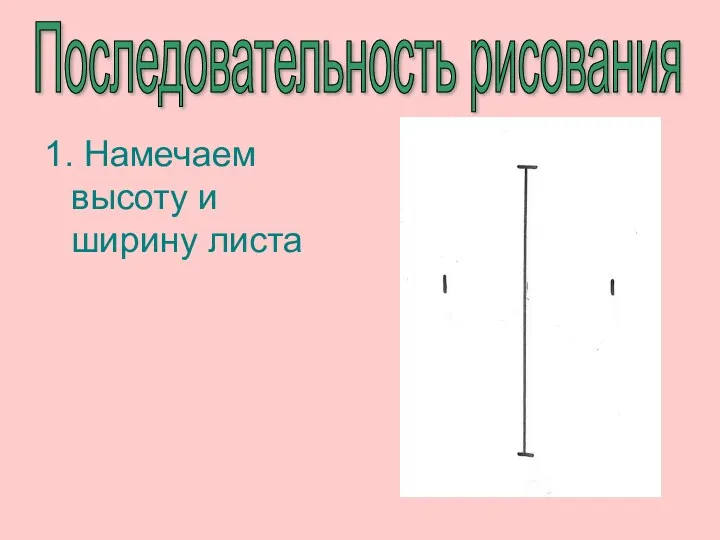 Последовательность рисования 1. Намечаем высоту и ширину листа