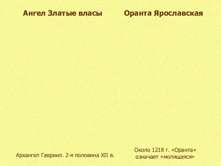 Ангел Златые власы Около 1218 г. «Оранта» означает «молящаяся» Оранта