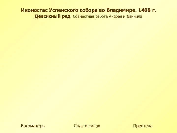 Спас в силах Богоматерь Иконостас Успенского собора во Владимире. 1408