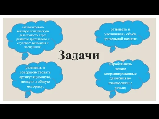 : Задачи развивать и увеличивать объём зрительной памяти; активизировать высшую