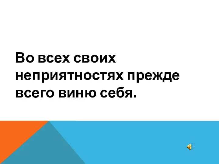 Во всех своих неприятностях прежде всего виню себя.