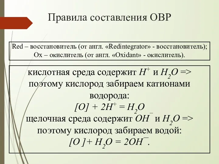 Правила составления ОВР