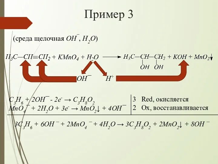 Пример 3 (среда щелочная OH¯, H2O) OH¯ H+ 3C3H6 +