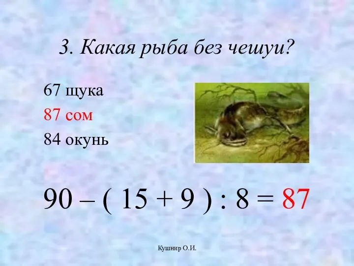 Кушнир О.И. 3. Какая рыба без чешуи? 67 щука 87