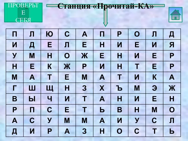 Станция «Прочитай-КА» ПРОВЕРЬТЕ СЕБЯ