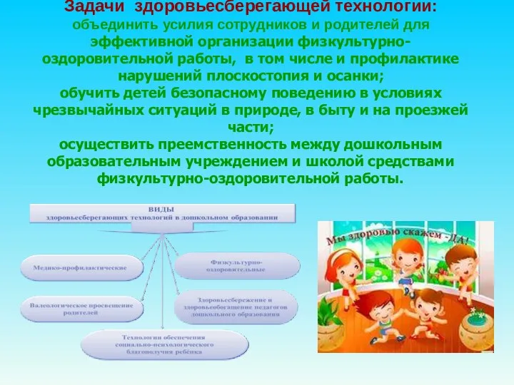 Задачи здоровьесберегающей технологии: объединить усилия сотрудников и родителей для эффективной