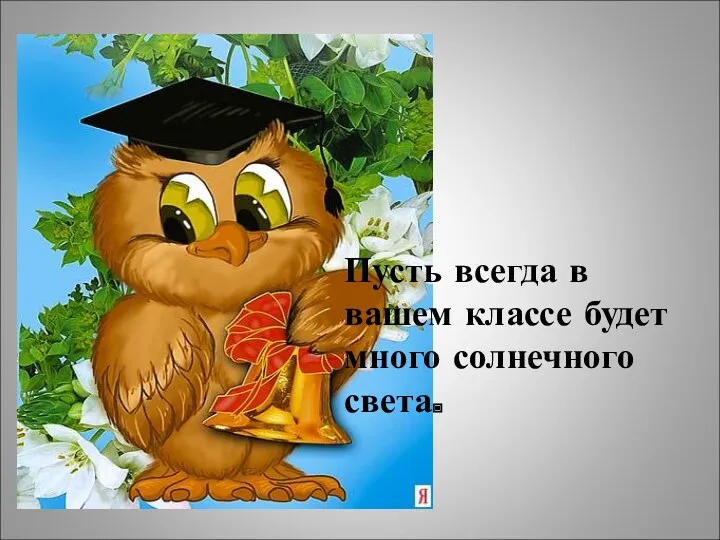 Пусть всегда в вашем классе будет много солнечного света.