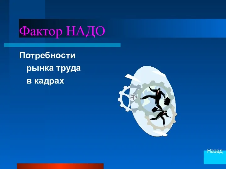 Фактор НАДО Потребности рынка труда в кадрах Назад