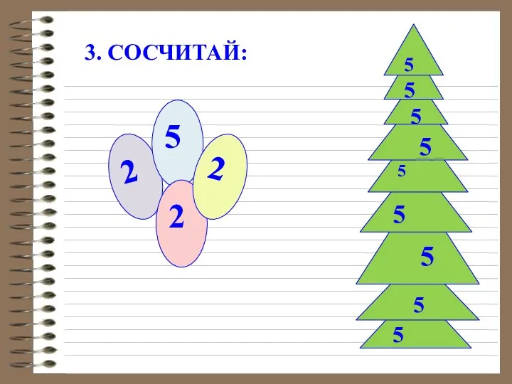 5 5 5 5 5 2 5 2 2 5 5 5 5 3. СОСЧИТАЙ: