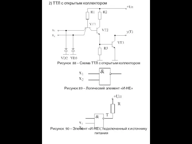 2) ТТЛ с открытым коллектором Рисунок 88 – Схема ТТЛ с открытым коллектором