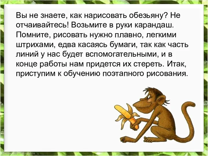 Вы не знаете, как нарисовать обезьяну? Не отчаивайтесь! Возьмите в