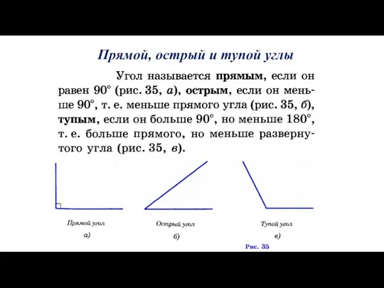 Прямой, острый и тупой углы