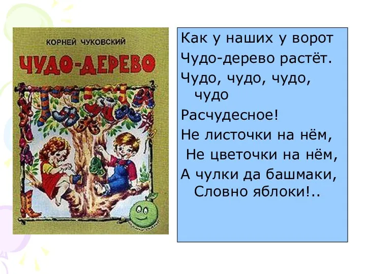 Как у наших у ворот Чудо-дерево растёт. Чудо, чудо, чудо,