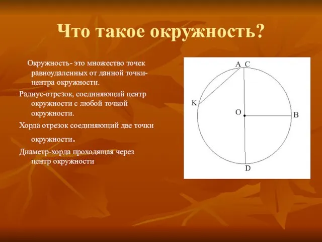 Что такое окружность? Окружность- это множество точек равноудаленных от данной