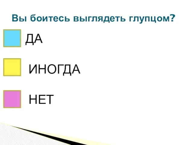 Вы боитесь выглядеть глупцом? ДА НЕТ ИНОГДА