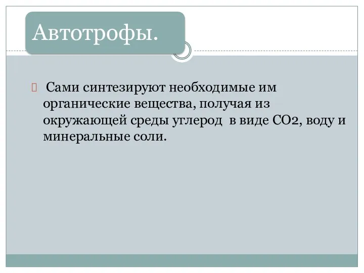 Сами синтезируют необходимые им органические вещества, получая из окружающей среды