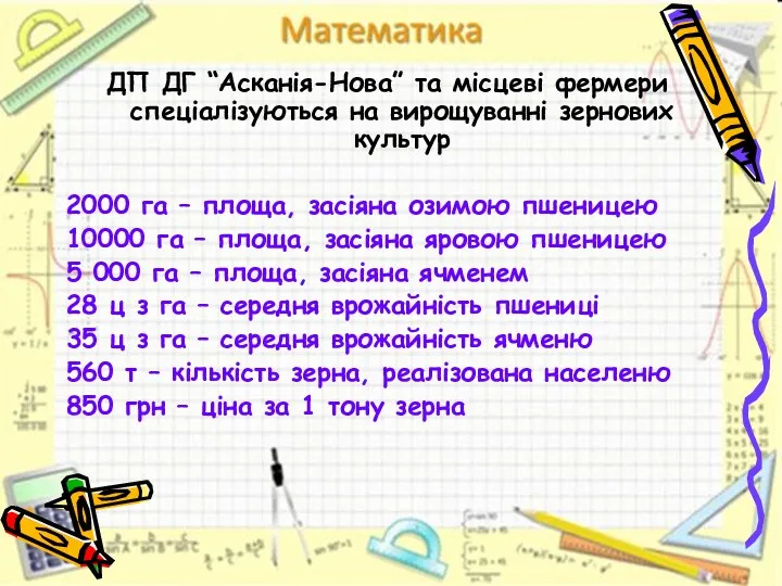 ДП ДГ “Асканія-Нова” та місцеві фермери спеціалізуються на вирощуванні зернових