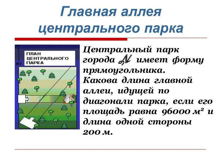 Главная аллея центрального парка Центральный парк города N имеет форму