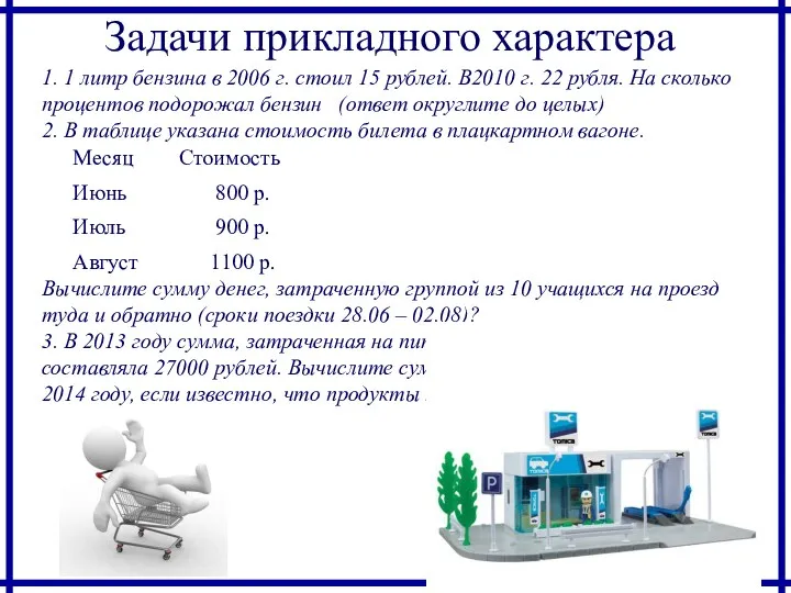 Задачи прикладного характера 1. 1 литр бензина в 2006 г.