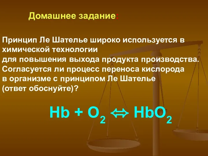 Домашнее задание: Принцип Ле Шателье широко используется в химической технологии