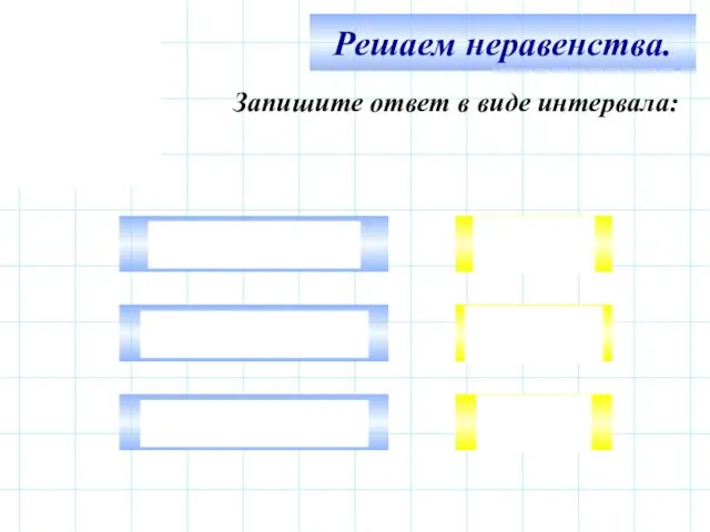 Решаем неравенства. Запишите ответ в виде интервала: