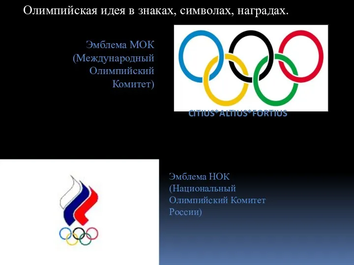 Олимпийская идея в знаках, символах, наградах. Эмблема МОК (Международный Олимпийский