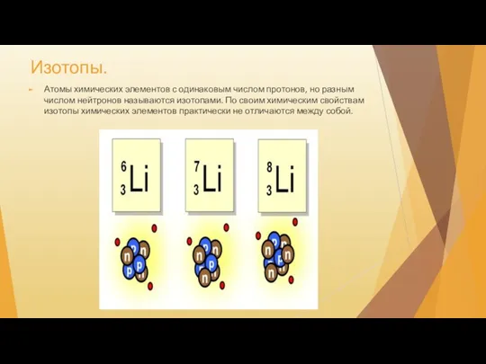 Изотопы. Атомы химических элементов с одинаковым числом протонов, но разным