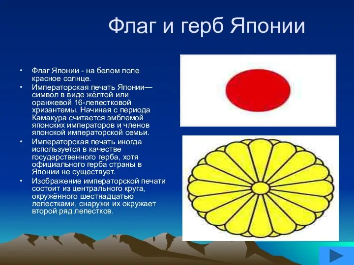 Флаг и герб Японии Флаг Японии - на белом поле красное солнце. Императорская