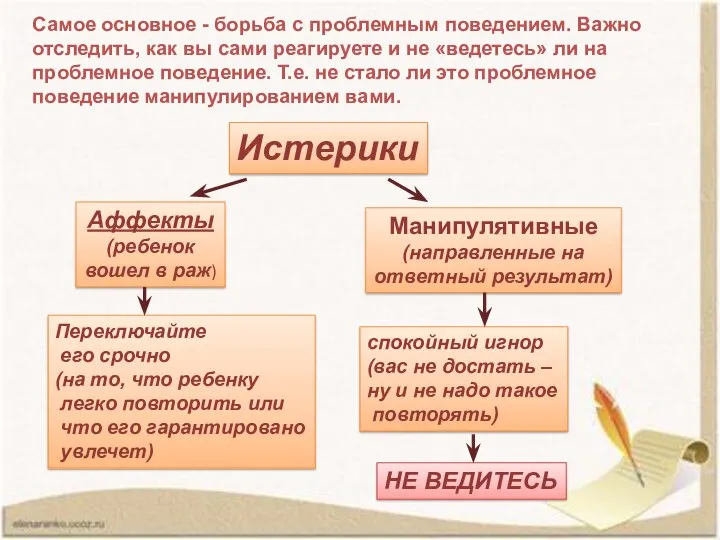 Самое основное - борьба с проблемным поведением. Важно отследить, как