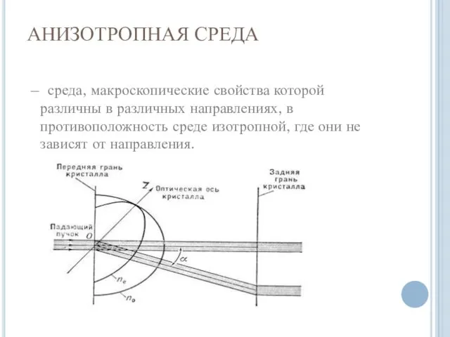 АНИЗОТРОПНАЯ СРЕДА – среда, макроскопические свойства которой различны в различных