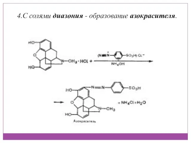 4.С солями диазония - образование азокрасителя.