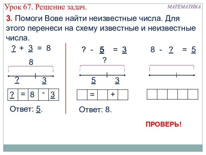 ? - 5 = 3 3 5 ? = +