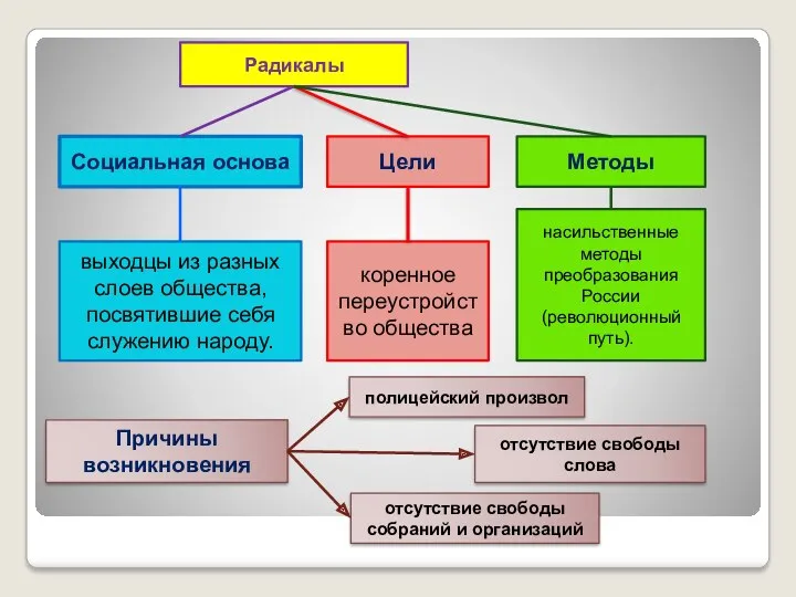 Радикалы Социальная основа выходцы из разных слоев общества, посвятившие себя