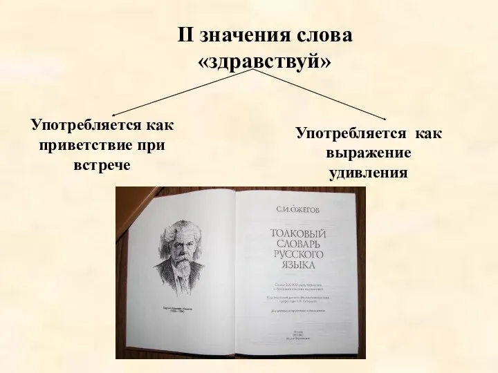 II значения слова «здравствуй» Употребляется как приветствие при встрече Употребляется как выражение удивления