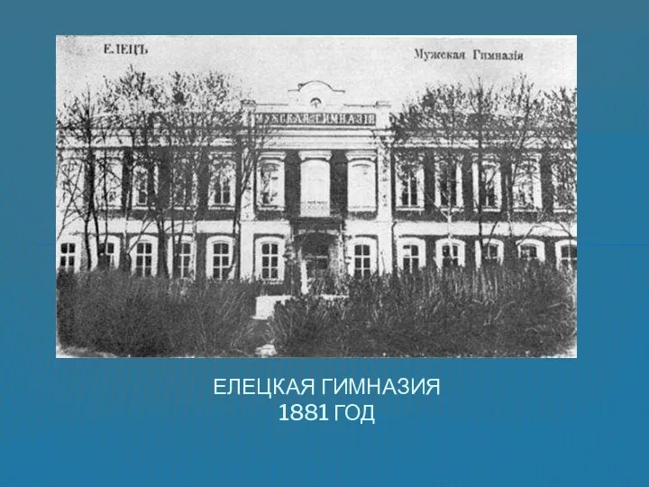 ЕЛЕЦКАЯ ГИМНАЗИЯ 1881 ГОД