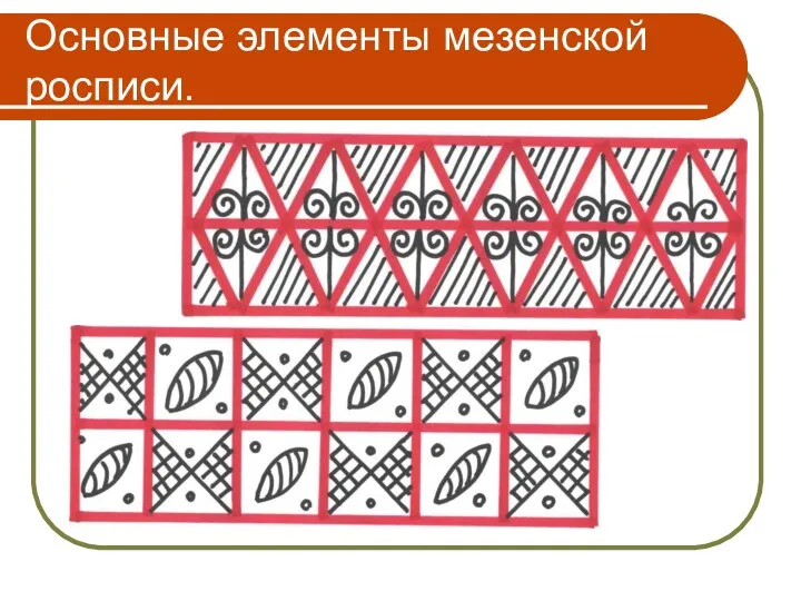 Основные элементы мезенской росписи.