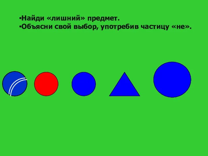 Найди «лишний» предмет. Объясни свой выбор, употребив частицу «не».