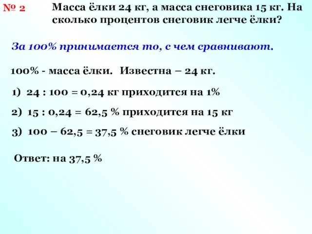 № 2 За 100% принимается то, с чем сравнивают. 100%