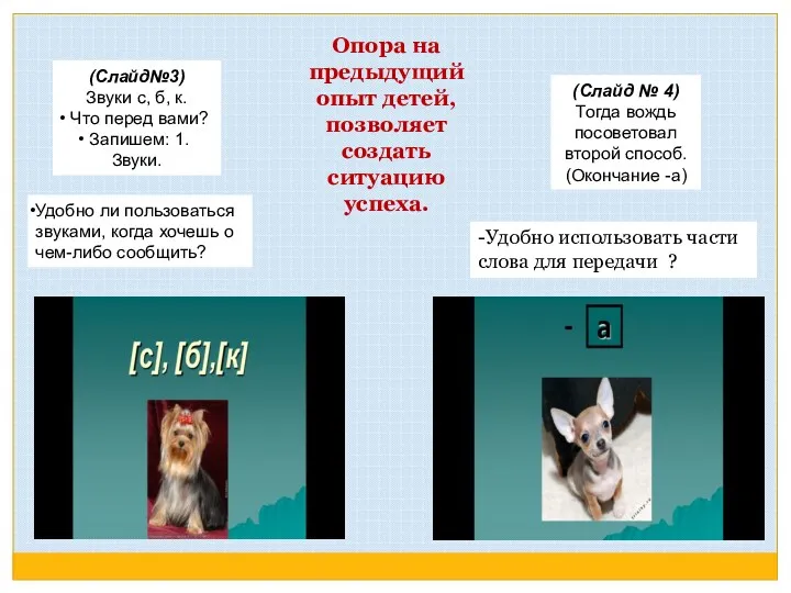 - а (Слайд№3) Звуки с, б, к. Что перед вами?