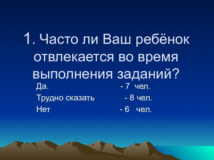 1. Часто ли Ваш ребёнок отвлекается во время выполнения заданий?