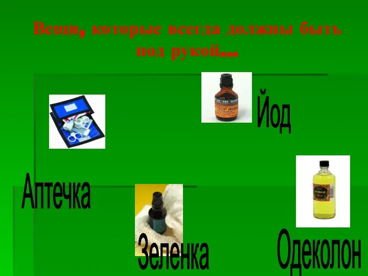 Вещи, которые всегда должны быть под рукой… Аптечка Зеленка Йод Одеколон