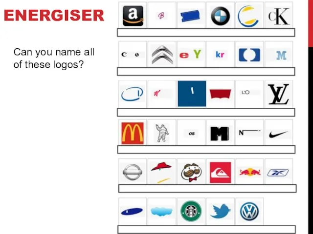 ENERGISER Can you name all of these logos?