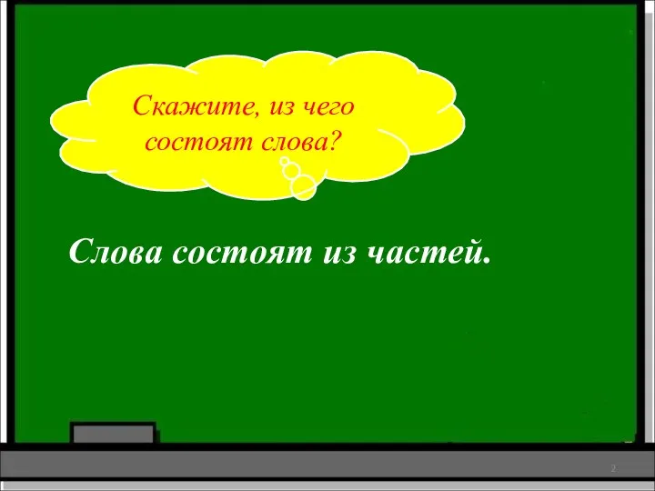 Слова состоят из частей. Скажите, из чего состоят слова?