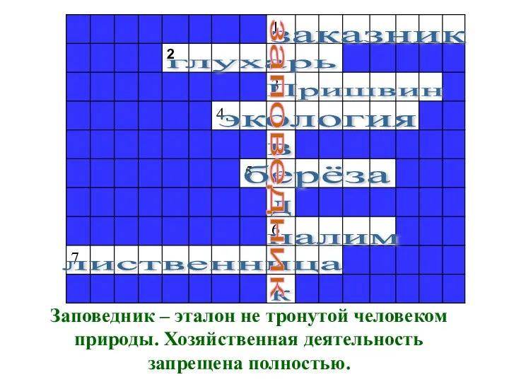 заказник глухарь Пришвин экология берёза налим лиственница в д к заповедник Заповедник –