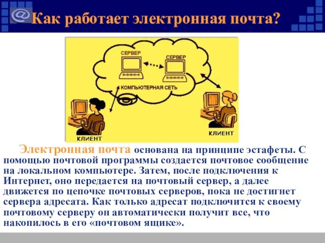 Как работает электронная почта? Электронная почта основана на принципе эстафеты.