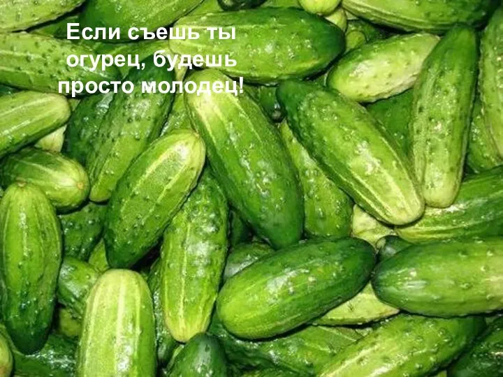 Если съешь ты огурец, будешь просто молодец!