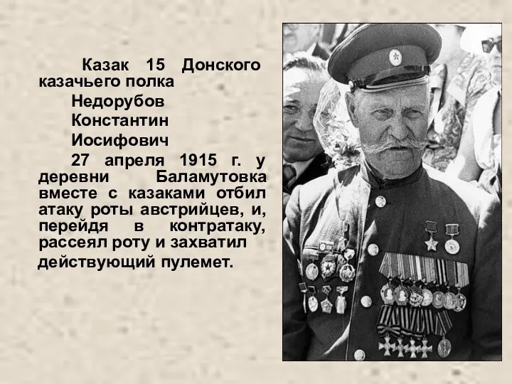 Казак 15 Донского казачьего полка Недорубов Константин Иосифович 27 апреля 1915 г. у