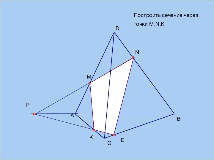 09/21/2023 A B D С M N K Построить сечение через точки M,N,К. Е Р