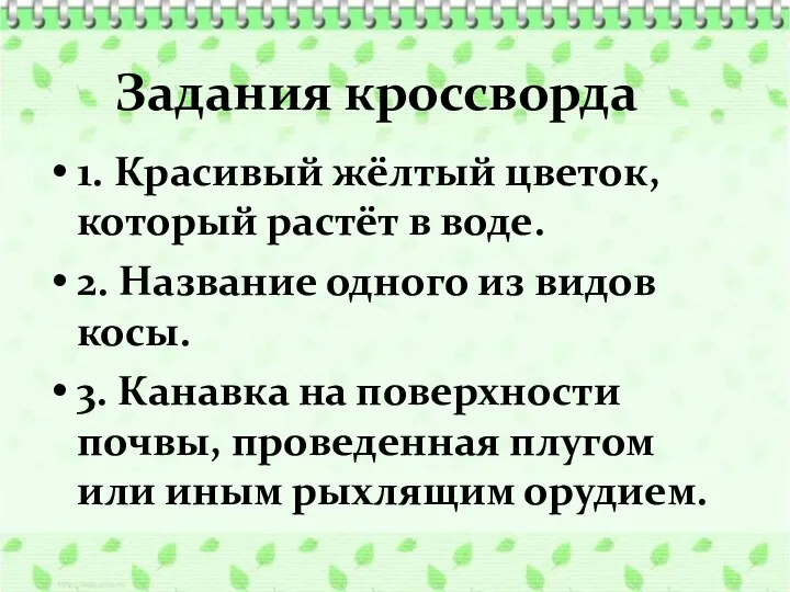 1. Красивый жёлтый цветок, который растёт в воде. 2. Название